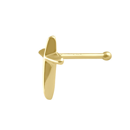 Solid 14K Gold Cross Nose Stud