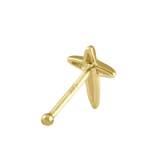 Solid 14K Gold Cross Nose Stud