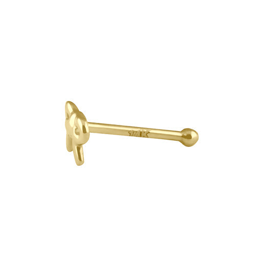 Solid 14K Gold Small Ribbon Bow Nose Stud