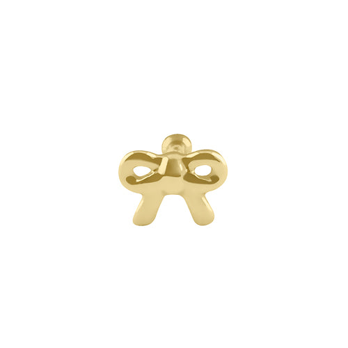 Solid 14K Gold Small Ribbon Bow Nose Stud