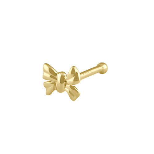 Solid 14K Gold Small Bow Nose Stud