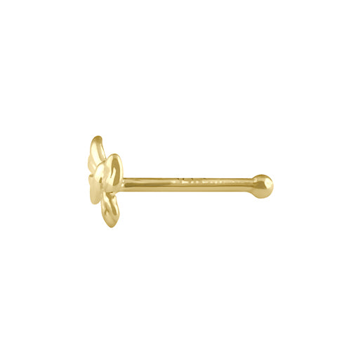 Solid 14K Gold Small Bow Nose Stud