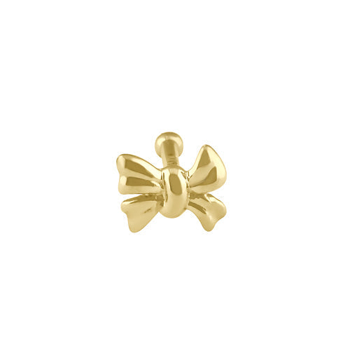 Solid 14K Gold Small Bow Nose Stud