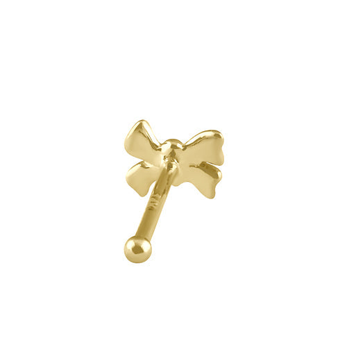 Solid 14K Gold Small Bow Nose Stud