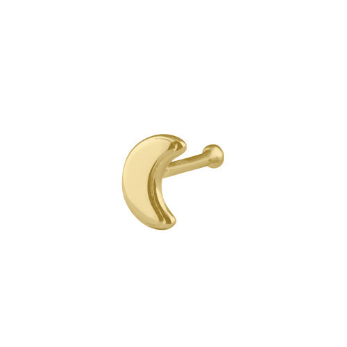 Solid 14K Gold Crescent Moon Nose Stud