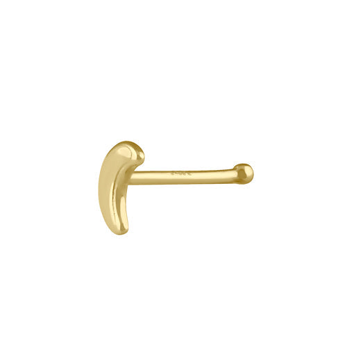 Solid 14K Gold Crescent Moon Nose Stud