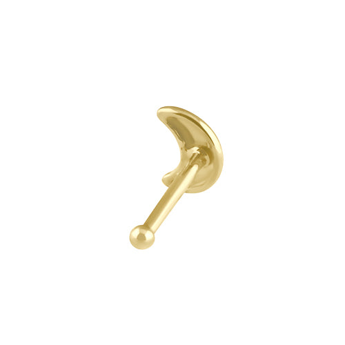 Solid 14K Gold Crescent Moon Nose Stud