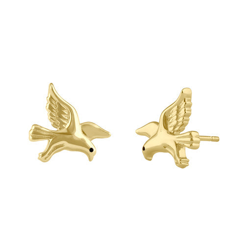 Solid 14K Gold Flying Dove Earrings