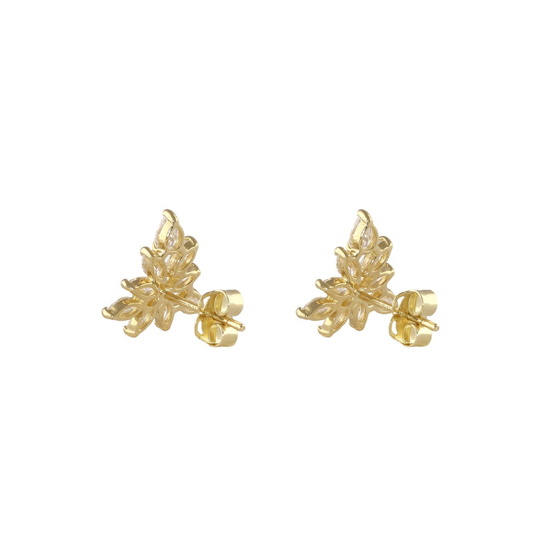 Solid 14K Gold Pear and Marquize CZ Triangle Cluster Earrings