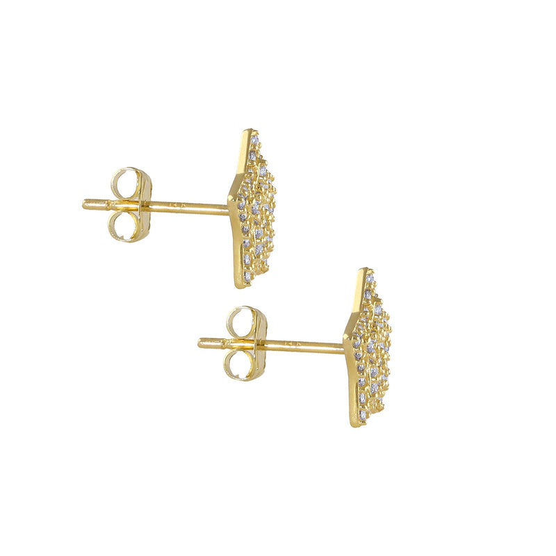 Solid 14K Gold Star CZ Earrings