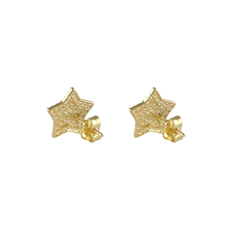 Solid 14K Gold Star CZ Earrings