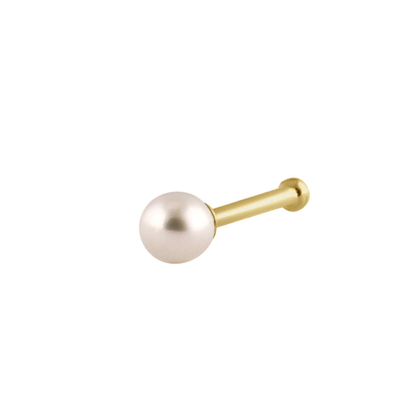 Solid 14K Gold 3.0mm Pearl Nose Stud