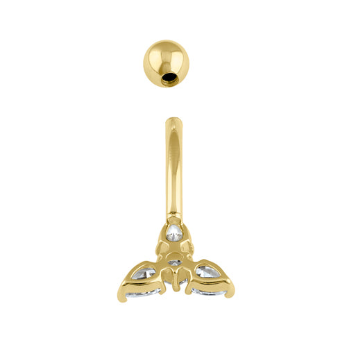 Solid 14K Gold CZ Star Belly Button Ring