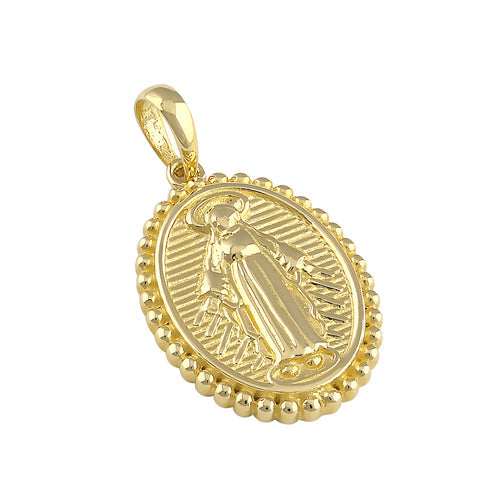 Solid 14K Gold Virgin Mary Pendant