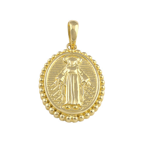 Solid 14K Gold Virgin Mary Pendant