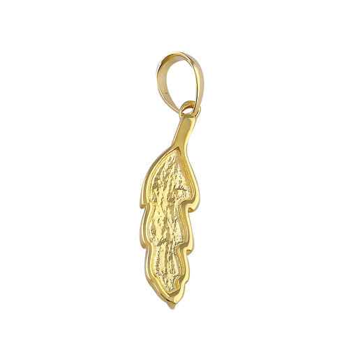 Solid 14K Gold Feather Pendant