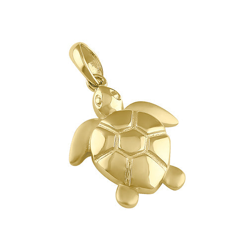 Solid 14K Gold Sea Turtle Pendant