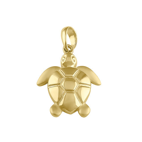 Solid 14K Gold Sea Turtle Pendant