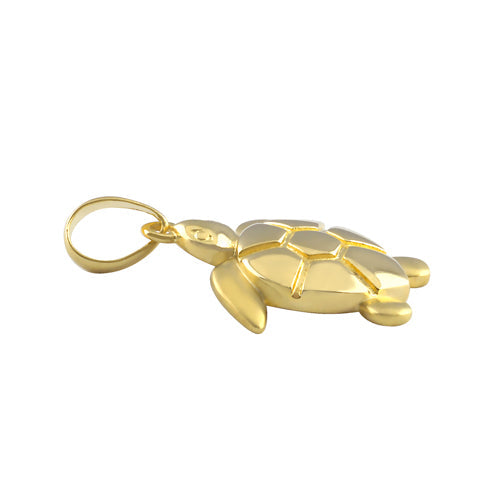 Solid 14K Gold Sea Turtle Pendant