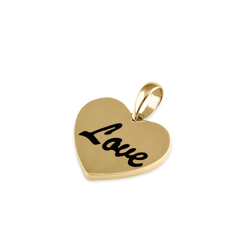 Solid 14K Gold "Love" Heart Pendant