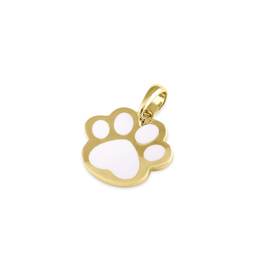 Solid 14K Gold White Paw Pendant