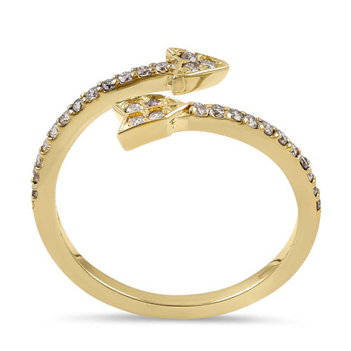 Solid 14K Yellow Gold Trendy Arrow Diamond Ring