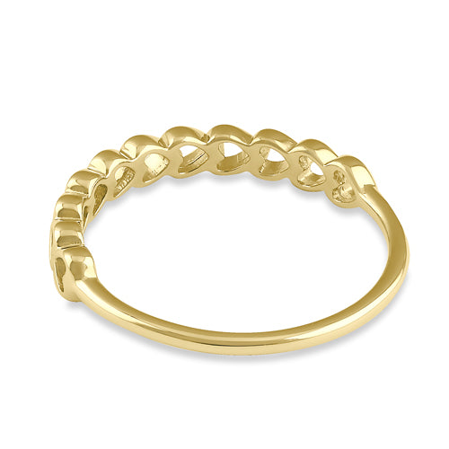 Solid 14K Gold Heart Row Ring