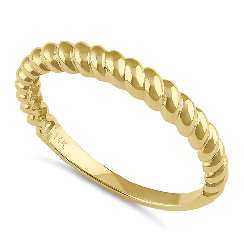 Solid 14K Gold Trendy Rope Ring