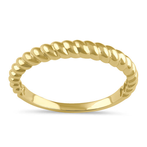 Solid 14K Gold Trendy Rope Ring