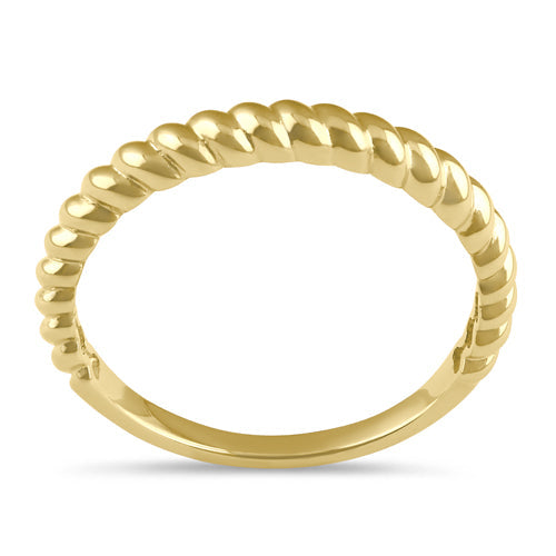 Solid 14K Gold Trendy Rope Ring