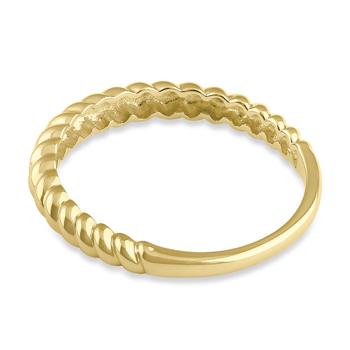 Solid 14K Gold Trendy Rope Ring