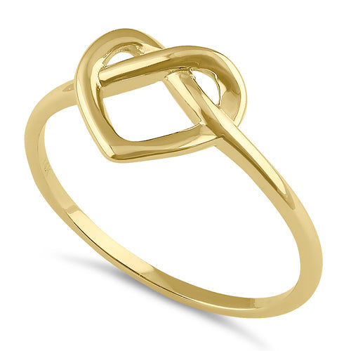 Solid 14K Gold Twist Heart Ring