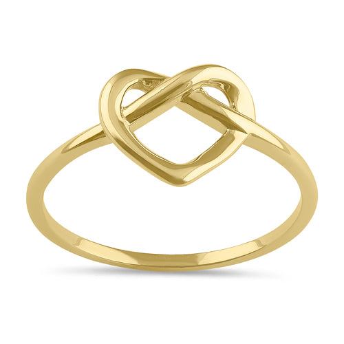 Solid 14K Gold Twist Heart Ring