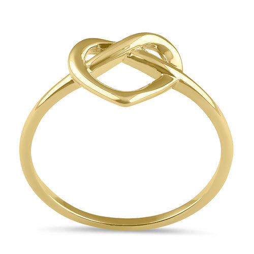 Solid 14K Gold Twist Heart Ring