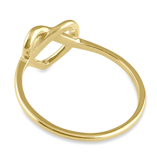 Solid 14K Gold Twist Heart Ring