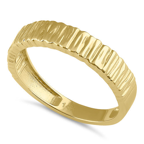 Solid 14K Gold Stackable Grooved Ring