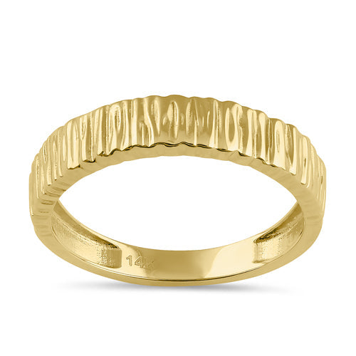 Solid 14K Gold Stackable Grooved Ring