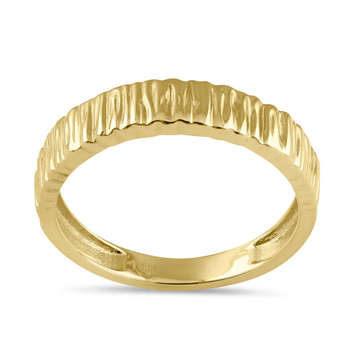 Solid 14K Gold Stackable Grooved Ring