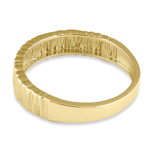 Solid 14K Gold Stackable Grooved Ring