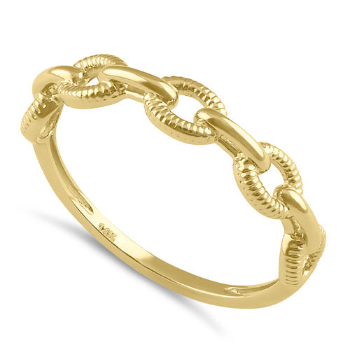 Solid 14K Gold Curb Chain Link Ring