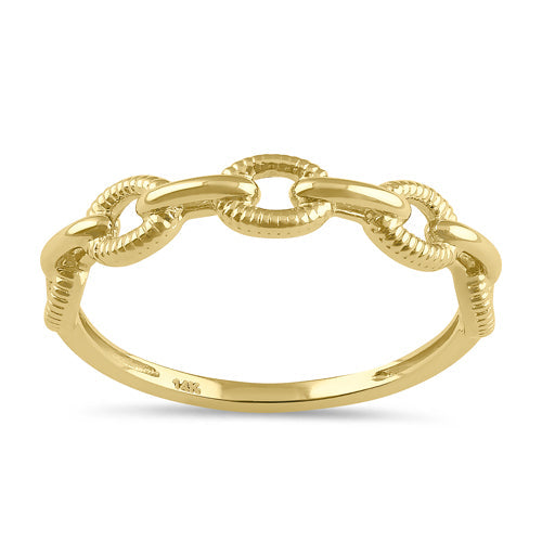 Solid 14K Gold Curb Chain Link Ring