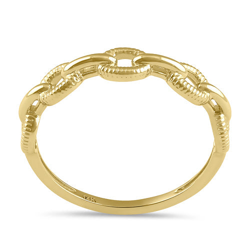 Solid 14K Gold Curb Chain Link Ring