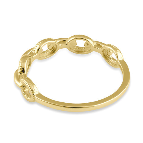 Solid 14K Gold Curb Chain Link Ring