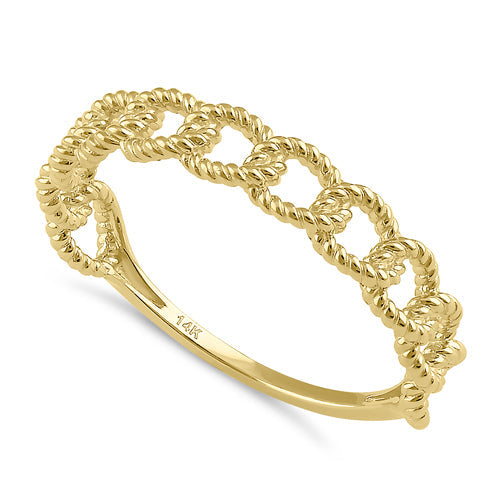 Solid 14K Gold Rope Curb Chain Ring