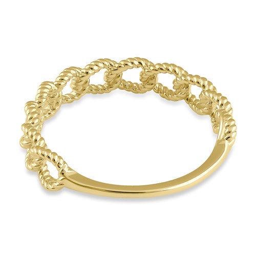 Solid 14K Gold Rope Curb Chain Ring