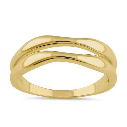 Solid 14K Gold Thick Double Wave Ring