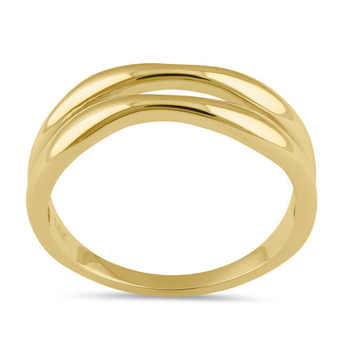 Solid 14K Gold Thick Double Wave Ring