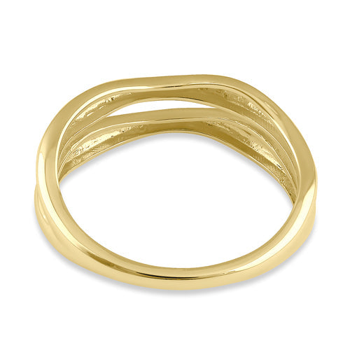 Solid 14K Gold Thick Double Wave Ring