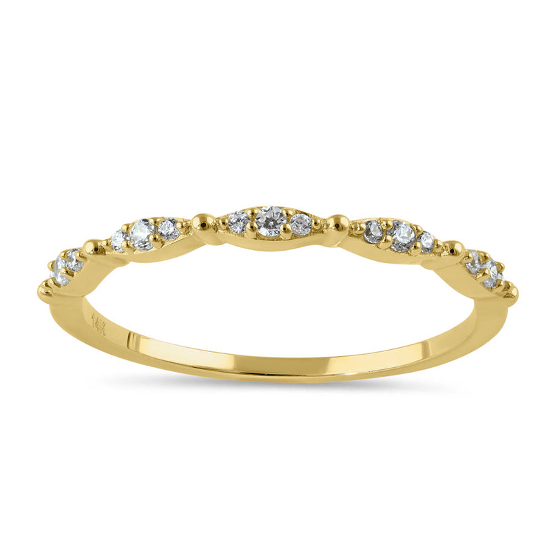 Solid 14K Gold Thin Half Eternity Round CZ Ring