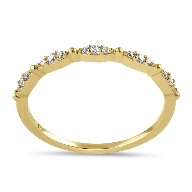 Solid 14K Gold Thin Half Eternity Round CZ Ring